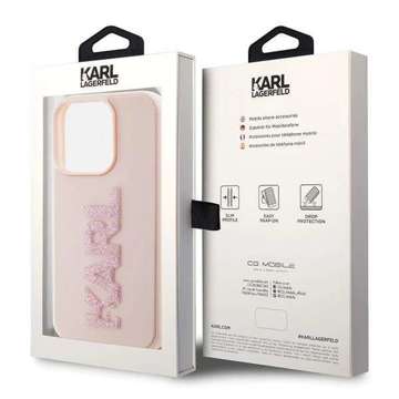 Karl Lagerfeld KLHCP15X3DMBKCP case for iPhone 15 Pro Max 6.7" pink/pink hardcase 3D Rubber Glitter Logo