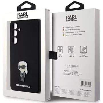 Karl Lagerfeld KLHCS23FEMHKNPK case for Samsung Galaxy S23 FE S711 black/black Silicone Ikonik Metal Pin