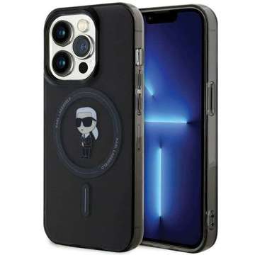 Karl Lagerfeld KLHMP15LHFCKNOK case for iPhone 15 Pro 6.1" black/black hardcase IML Iconic MagSafe