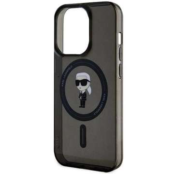 Karl Lagerfeld KLHMP15LHFCKNOK case for iPhone 15 Pro 6.1" black/black hardcase IML Iconic MagSafe