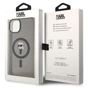 Karl Lagerfeld KLHMP15MHFCKNOK case for iPhone 15 Plus 6.7" black/black hardcase IML Iconic MagSafe