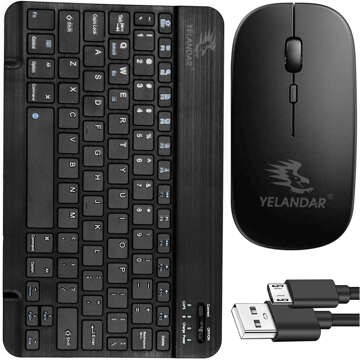 Keyboard Mouse Set Wireless Mouse for Laptop PC Bluetooth AN-030 Silent Slim Black