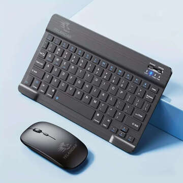 Keyboard Mouse Set Wireless Mouse for Laptop PC Bluetooth AN-030 Silent Slim Black