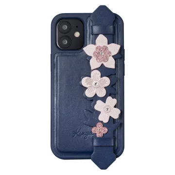 Kingxbar Sweet Series gel case decorated with original Swarovski Crystals with stand iPhone 12 Pro / iPhone 12 blue