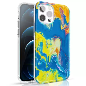 Kingxbar Watercolor Series colorful case for iPhone 12 Pro Max yellow-blue