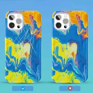 Kingxbar Watercolor Series colorful case for iPhone 12 Pro Max yellow-blue