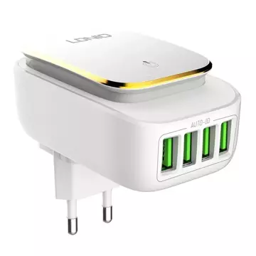 LDNIO A4405 4USB Wall Charger, LED Lamp Lightning Cable