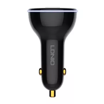 LDNIO C102 car charger, USB 2x USB-C, 160W USB-C to Lightning cable (black)