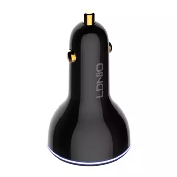 LDNIO C102 car charger, USB 2x USB-C, 160W USB-C to USB-C cable (black)