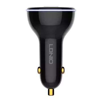 LDNIO C102 car charger, USB 2x USB-C, 160W USB to Lightning cable (black)