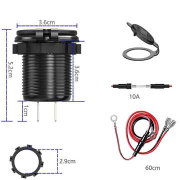 LED Car Charger Socket Alogy Mini Car Charge For Motorcycle Power Adapter Connectors Alogy 2x USB QC 3.0 USB-C PD 60W