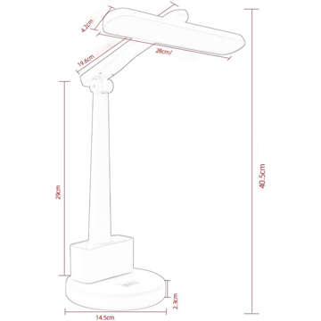 LED Desk Lamp Night USB Desk Lamp Touch Adjustable Organizer and Phone Stands White