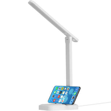 LED Desk Night Light Reading Desk Lamp Touch Adjustable 3 Modes Wireless USB Cable White