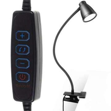 LED desk lamp 24 5w 360 with a clip. Flexible with adjustable light, remote control black