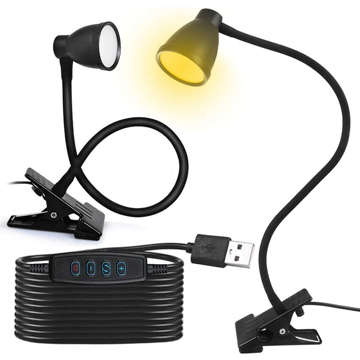 LED desk lamp 24 5w 360 with a clip. Flexible with adjustable light, remote control black