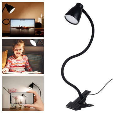 LED desk lamp 24 5w 360 with a clip. Flexible with adjustable light, remote control black