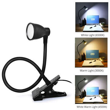 LED desk lamp 24 5w 360 with a clip. Flexible with adjustable light, remote control black