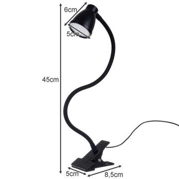 LED desk lamp 24 5w 360 with a clip. Flexible with adjustable light, remote control black