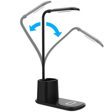 LED desk lamp 3in1 wireless charger Qi 15W toolbox Black