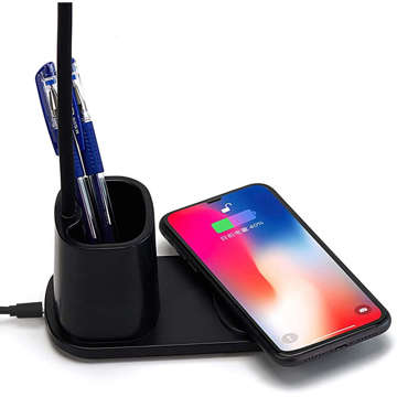 LED desk lamp 3in1 wireless charger Qi 15W toolbox Black