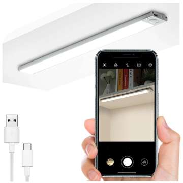 Lamp Alogy Slim LED under-cabinet furniture lighting with a battery, sensor 20cm White