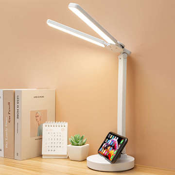 Lamp Alogy double LED desk lamp standing on the desk with a battery school draftsman White