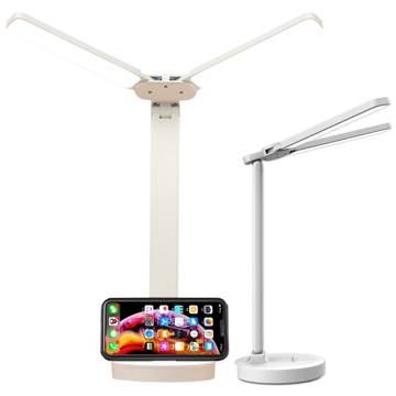 Lamp Alogy double LED desk lamp standing on the desk with a battery school draftsman White