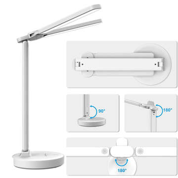 Lamp Alogy double LED desk lamp standing on the desk with a battery school draftsman White