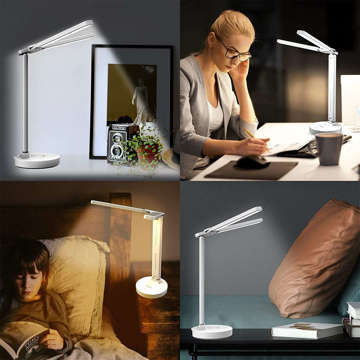 Lamp Alogy double LED desk lamp standing on the desk with a battery school draftsman White