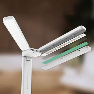 Lamp Alogy double LED desk lamp standing on the desk with a battery school draftsman White