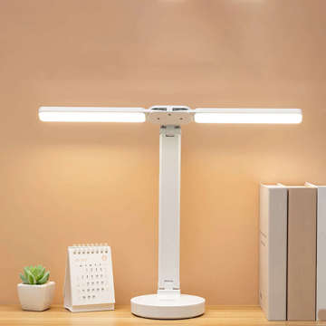 Lamp Alogy double LED desk lamp standing on the desk with a battery school draftsman White