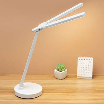 Lamp Alogy double LED desk lamp standing on the desk with a battery school draftsman White