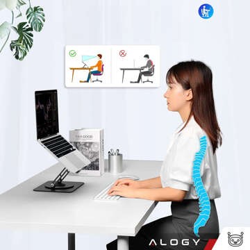 Laptop Stand for Macbook 17 Stand Holder Folding Table Swivel 360 Adjustable Aluminum for Alogy Desk Black