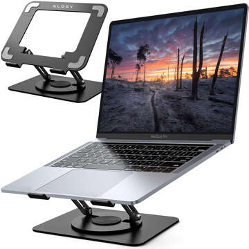 Laptop Stand for Macbook 17 Stand Holder Folding Table Swivel 360 Adjustable Aluminum for Alogy Desk Black