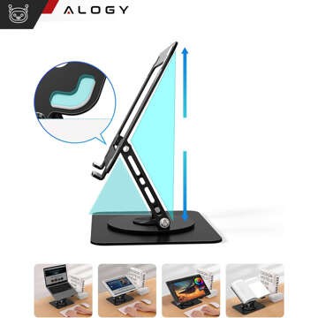 Laptop Stand for Macbook 17 Stand Holder Folding Table Swivel 360 Adjustable Aluminum for Alogy Desk Black