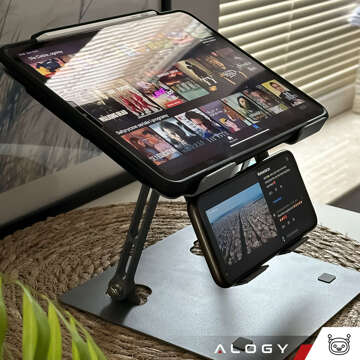 Laptop holder 17" Macbook tablet phone stand 2in1 stand foldable adjustable aluminum for desk Alogy Graphite