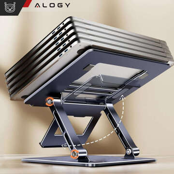 Laptop holder 17" Macbook tablet phone stand 2in1 stand foldable adjustable aluminum for desk Alogy Graphite