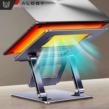 Laptop holder 17" Macbook tablet phone stand 2in1 stand foldable adjustable aluminum for desk Alogy Graphite