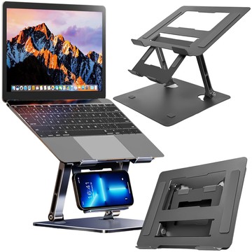 Laptop holder 17" Macbook tablet phone stand 2in1 stand foldable adjustable aluminum for desk Alogy Graphite