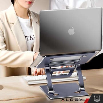 Laptop holder 17" Macbook tablet phone stand 2in1 stand foldable adjustable aluminum for desk Alogy Graphite