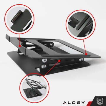 Laptop holder Macbook tablet 17" stand stand foldable adjustable aluminum for desk 25 x 21.5cm Alogy Graphite