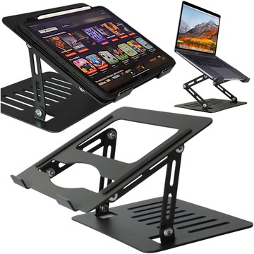 Laptop holder Macbook tablet 17" stand stand foldable adjustable aluminum for desk 25 x 21.5cm Alogy Graphite
