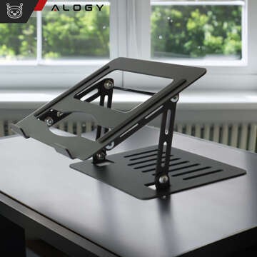 Laptop holder Macbook tablet 17" stand stand foldable adjustable aluminum for desk 25 x 21.5cm Alogy Graphite