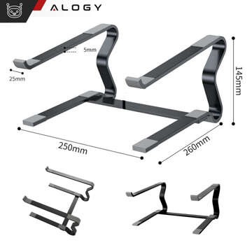 Laptop holder Macbook tablet 18" stand stand foldable adjustable aluminum for desk 25 x 26cm Alogy Black