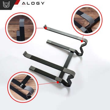 Laptop holder Macbook tablet 18" stand stand foldable adjustable aluminum for desk 25 x 26cm Alogy Black