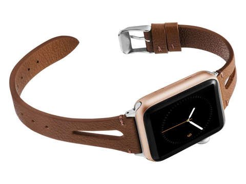 Leather Strap Alogy leather for Apple Watch 42/44/45/49mm Brown