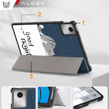 Lenovo Tab M11 10.95" TB330FU / TB330XU / TB331FC Tablet Case Alogy Book Cover Sleeping Cat Glass Stylus