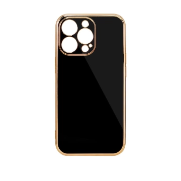 Lighting Color Case for iPhone 12 Pro gel cover with golden frame black
