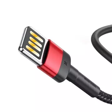 Lightning USB cable (double-sided) Baseus Cafule 2.4A 1m (black and red)