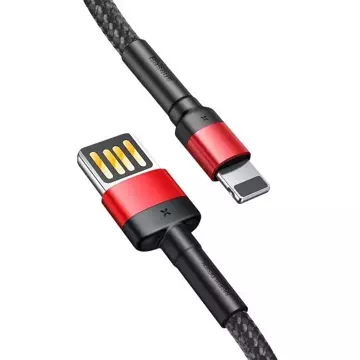 Lightning USB cable (double-sided) Baseus Cafule 2.4A 1m (black and red)